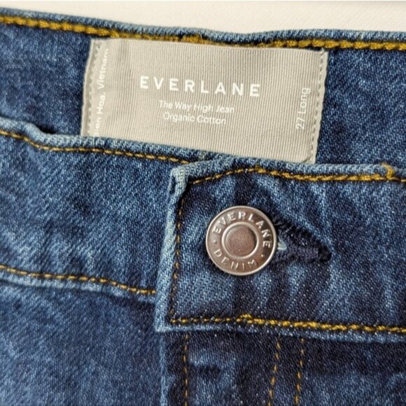 NWT EVERLANE Way High Jeans Wide Leg Dark Blue 27 Long - Picture 10 of 11